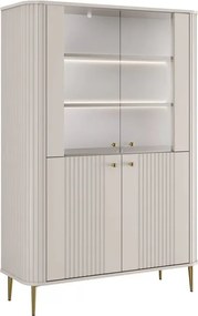 Witryna Vesper 103 cm czterodrzwiowa - kaszmir / złote nogi