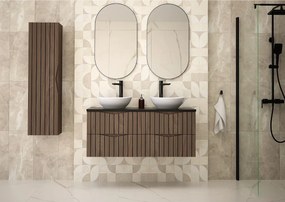 Zestaw Łazienkowy 120cm Szafka z Blatem Ryflowane Fronty Dąb Orzech Stella