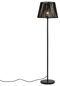 Lampa podłogowa zewnętrzna czarna z czarnym abażurem z liny IP44 - Virginia Jayla