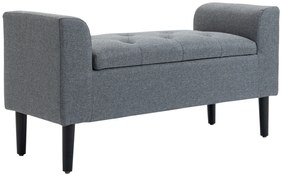 HOMCOM Ławka z miejscem do przechowywania, belastbar do 130 kg, wygląd lnu, drewno kauczukowe, 116 x 44 x 58 cm, Jasnoszary