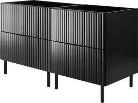 Szafka pod umywalkę, Czarny, 120 (2 x 60) x 77 x 46 cm, uchwyt czarny, nogi czarne, bez blatu