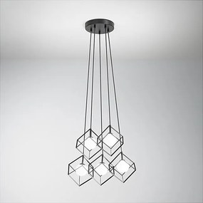 Metalowa lampa wisząca Perenz CUBE w kolorze matowej czerni - 5 żarówek G9