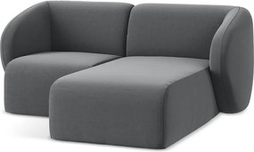 Szary aksamitny narożnik (prawostronny/z szezlongiem) Lani – Makamii