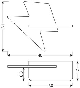 Żółta lampka nocna błyskawica z przewodem - K040 D9-D59