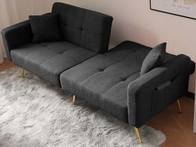 Kanapa rozkładana z regulowanym oparciem - 2 miejsca - tkanina boucle - Szary