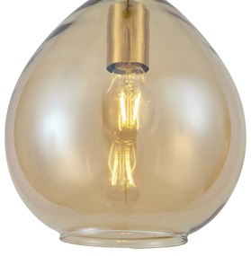 Nowoczesna lampa wisząca złota z bursztynowym szkłem - Traditional Nowoczesny Oswietlenie wewnetrzne