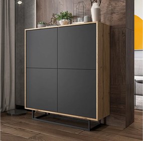 Komoda NILA 4D 113 dąb wotan/grafit mat