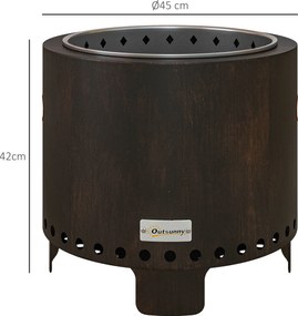 Outsunny Misa ogrodowa palenisko duży kosz na ogień, odporny na warunki atmosferyczne, 45 x 45 x 42 cm, czarny + brąz