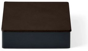 Czarno-brązowy drewniany/ze skóry ekologicznej pojemnik dekoracyjny z pokrywką 11x11x3,5 cm Square Nupo – LIND DNA