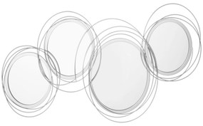 HOMCOM Zestaw Lusterek do Dekoracji Ściennej, Dekoracja z 4 Okrągłymi Lustrami, Lustra Ścienne, Lustra do Przedpokoju, 107 x 4 x 56 cm