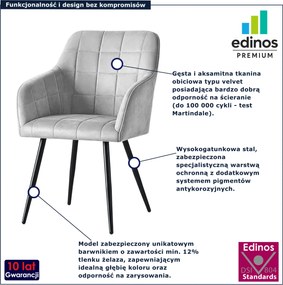 Zestaw 4 szarych pikowanych krzeseł metalowych B5-L83