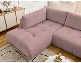 Różowy rozkładany/ze schowkiem narożnik (lewostronny/w kształcie litery U) Fuji – Bobochic Paris