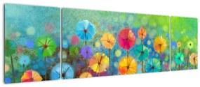 Obraz - Abstrakcyjne kwiaty (170x50 cm)