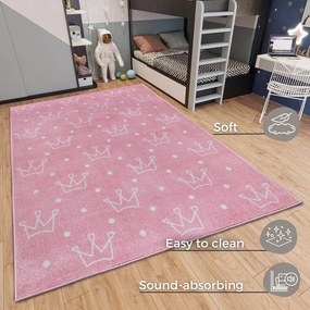 Różowy dywan dziecięcy 120x170 cm Crowns – Hanse Home