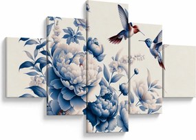 Obraz - Kolibry nad kwiatem (125x70 cm)