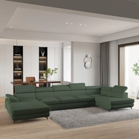 Masseno Narożnik MONTIVA z funkcją spania i pojemnikiem na pościel Narozniki U, Rozkładana sofa - Zielony, QUELLE 37