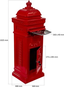 Skrzynka na listy antyczna czerwona