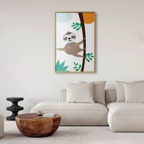 Plakat Wesoły leniwiec 21x30 cm z ramą złotą bez marginesu ARTGEIST B