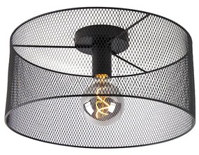 Industrialna lampa sufitowa czarna - Drum Mesh