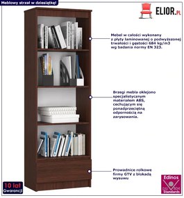 Minimalistyczny regał z szufladą wenge - Harpos 3X