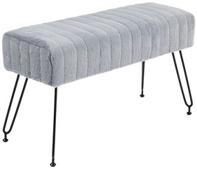 HOMCOM Ławka, Pikowane Siedzisko, Okładka z Sztucznego Futra, Metalowe Nogi, do 120 kg, 82x30x47 cm, Szary/Czarny