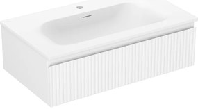 Mexen Rivel szafka łazienkowa 80 cm z umywalką Vela, 1 szuflada, ryflowana , biała mat - 91A20-08023-1-BF01-W23M01