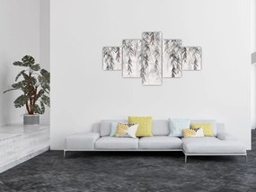 Obraz - Gałązki wierzby w szarym tynku (125x70 cm)