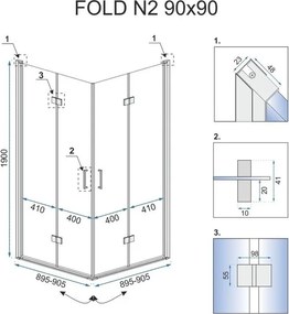 Kabina Rea Składana Fold N2 Prysznicowa Chrome