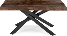 Zestaw Stół Prostokątny Rozkładany HAMPTON 160-240 cm Dąb Rustykalny/Czarny i 4 Krzesła Tapicerowane BRESSO Czarne Welurowe