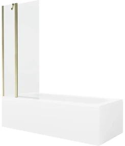 Mexen Vega wanna prostokątna 150 x 70 cm z obudową i parawanem 1-skrzydłowym 80 cm, transparent, złoty - 550115070X9408115000