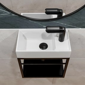 Umywalka z konglomeratu blatowa prostokątna biała NAVI | Różne rozmiary | Z otworem na baterię lub bez : Otwory na baterię - Jeden otwór, Rozmiar - 40 x 22 cm