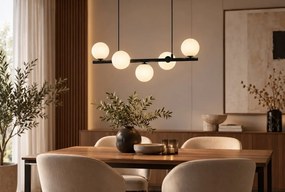 Ardi Black 5 – czarna lampa wisząca nad prostokątny stół