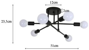 Lampa sufitowa metalowa loft vintage wisząca AT44-6SZ-Black