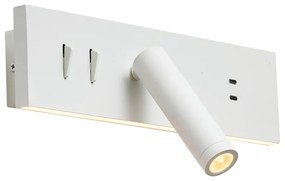 Lampa ścienna biała regulowana z USB-C, w tym LED - Modric Nowoczesny Oswietlenie wewnetrzne
