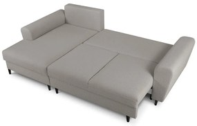 Jasnoszary rozkładany narożnik ze schowkiem z materiału bouclé (lewostronny/z szezlongiem) Kyoto – Cosmopolitan Design
