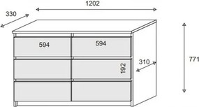 Komoda ALLEGRA 120 cm do Salonu Sypialni 6 Szuflad Dąb sonoma