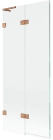 Mexen Lunar L parawan nawannowy 2-skrzydłowy lewy 80 x 150 cm, transparent, miedź szczotkowana - 897L-080-100-65-00-L