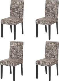 Krzesło do jadalni Littau (zestaw 4 sztuk),  tkanina z napisem, szary, ciemne nogi