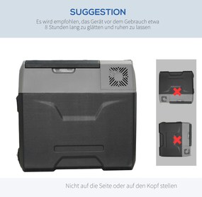 HOMCOM Lodówka samochodowa 50L do -20C panel dotykowy 2 koła rączka teleskopowa przenośna szara | Aosom PL