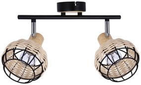 Podwójna lampa sufitowa na listwie czarny + drewniany Z056 F1-S29