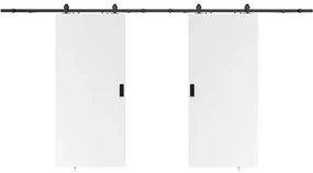 Drzwi przesuwne podwójne z naściennym systemem przesuwnym – MDF + PVC Białe – 2 x wys. 205 x dł. 63 cm – VARIN II