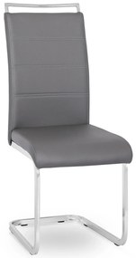 Krzesło Tapicerowane do Jadalni LOCA Szare Na Płozach Ekoskóra Nowoczesne