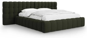 Zielone tapicerowane łóżko dwuosobowe ze schowkiem i stelażem 180x200 cm Mamaia – Micadoni Home