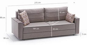 Jasnobrązowa rozkładana sofa 215 cm Ece – Artie