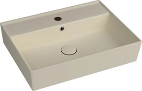 Umywalka ceramiczna nablatowa / wisząca beżowa z półką i otworem na baterie 60 x 45 cm LERA Ivory