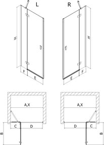 Mexen Mist-H drzwi prysznicowe uchylne lewe 80 cm, transparent, złote szczotkowane - 8A5-080-000-55-00-L