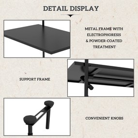 Outsunny Stolik balkonowy, dla balustrad o grubości 6-15 cm, regulowany, składany, odporny na rdzę, metal, 62x60x85,5 cm, czarny | Aosom PL
