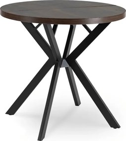 Stół Okrągły Rozkładany DORIAN 80-160 cm Orzech/Czarny Loft