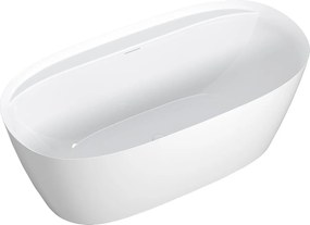Owalna wolnostojąca wanna akrylowa - 223 L - 160 x 80 x 60 cm - Biała - FORIMI