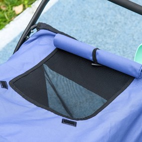 Outsunny Wózek dla Psa Składany Otwierany Dach Poduszka Niebieski Czarny | Aosom PL